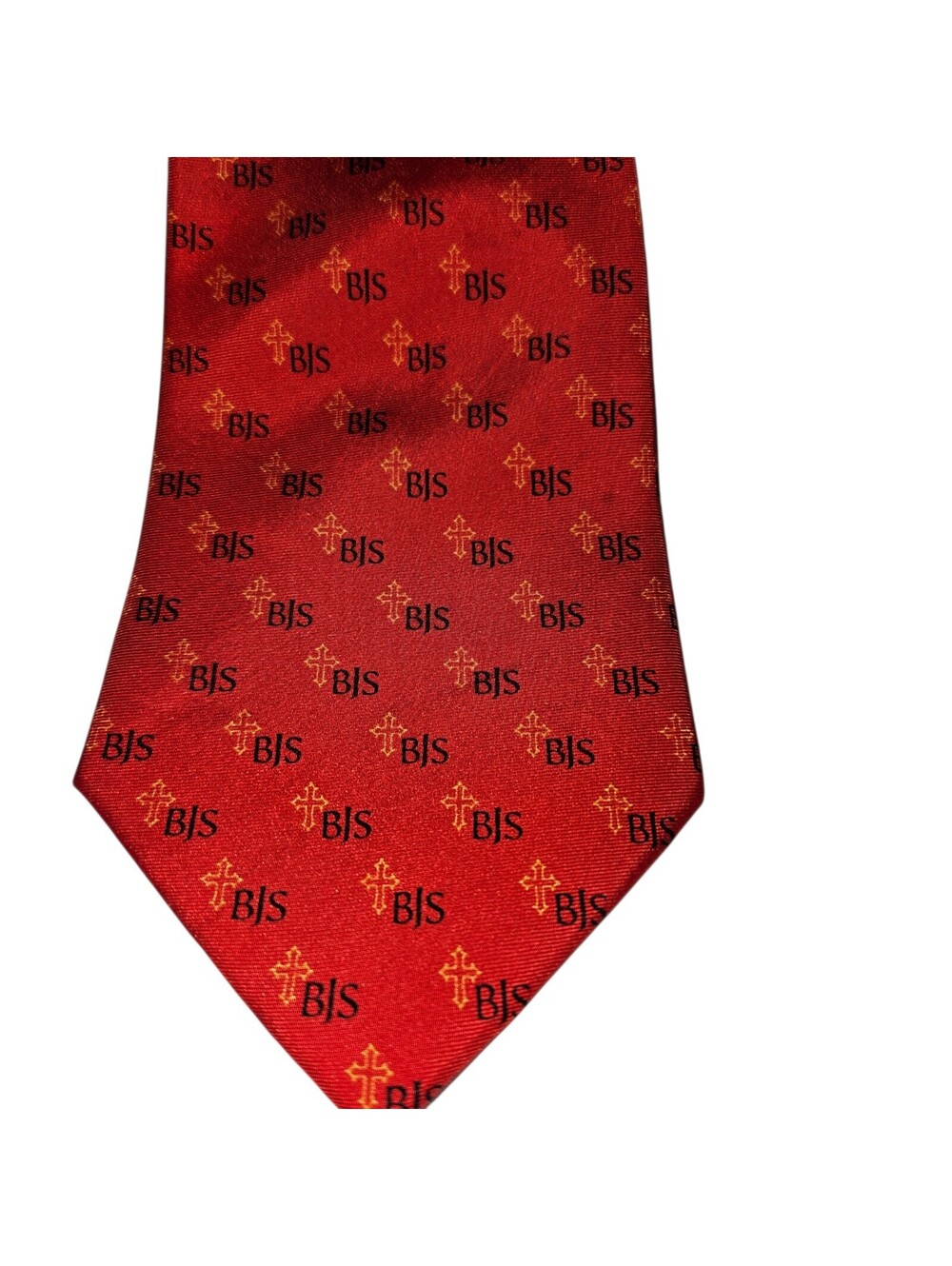 Embel Red Silk Tie Cross B/S Pattern Christian Church Necktie 100% Silk Handmade